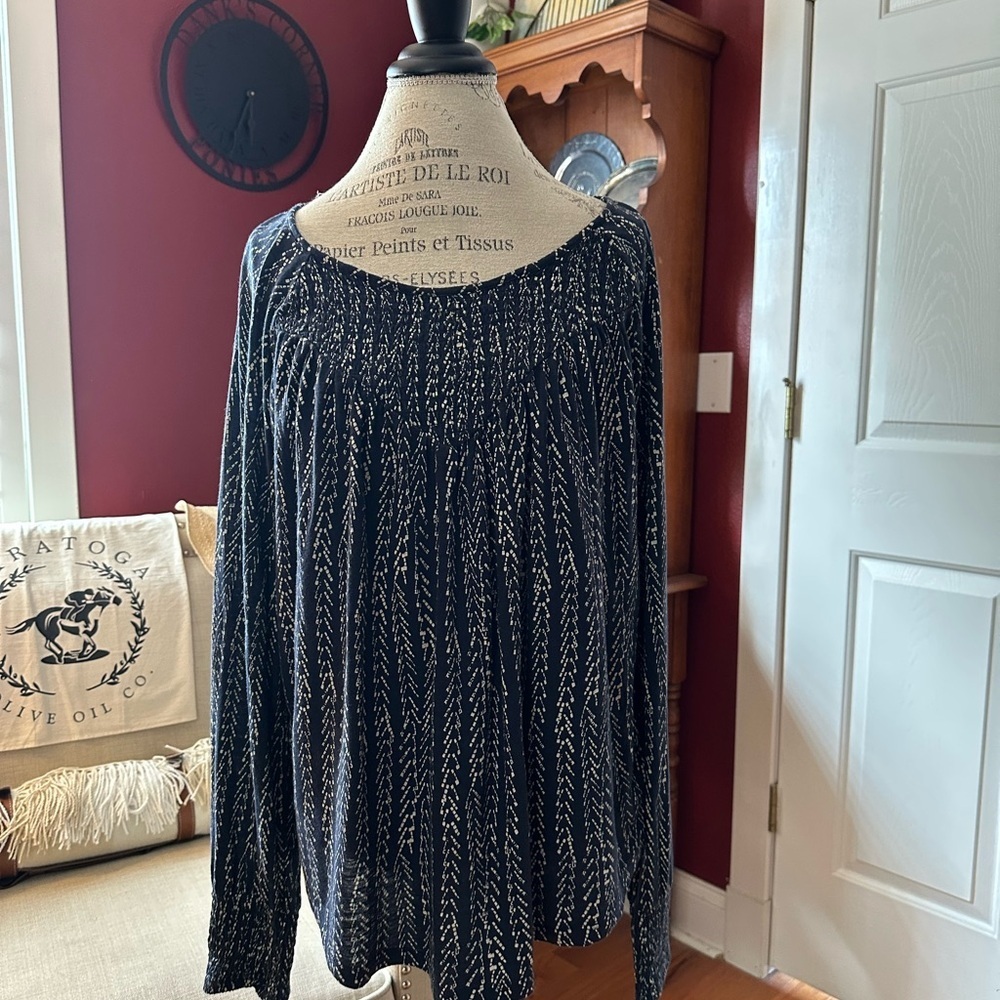 Lucky Brand Black and White Patterned Blouse